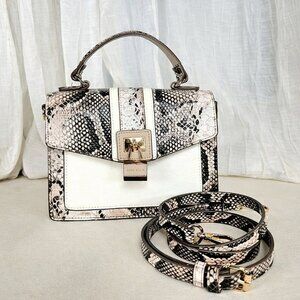 Anne Klein Snakeskin Print Top Handle Satchel Crossbody Bag